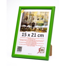 3-B Maui Picture Frame Green 15 x 21 cm (A5) Wooden Frame, Photo Frame, Document Frame with Acrylic Glass