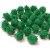 Pack of 100 Plush Pompoms with Green Glitter, Round Pompom,
