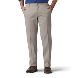 Lee Men's Extreme Motion Flat Front Regular Straight Pant Pebble 34W x 32L