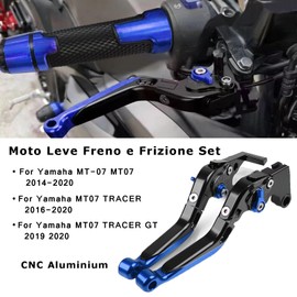 QJY-Motor Part-Store MT07 Adjustable Brake Clutch Lever CNC Aluminium for MT07 MT-07 2014-2020 MT07 TRACER 2016-2020 MT07 TRACER GT 2019-2020 (Blue/Black)
