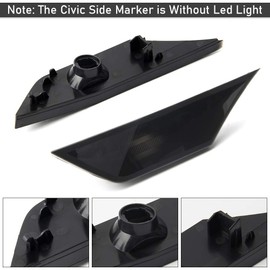 Civic Side Marker Kit Clear Lens Compatible with 2016-up Honda Civic, Replace OEM Front Sidemarker Without Led Bulbs (LY055-2N)