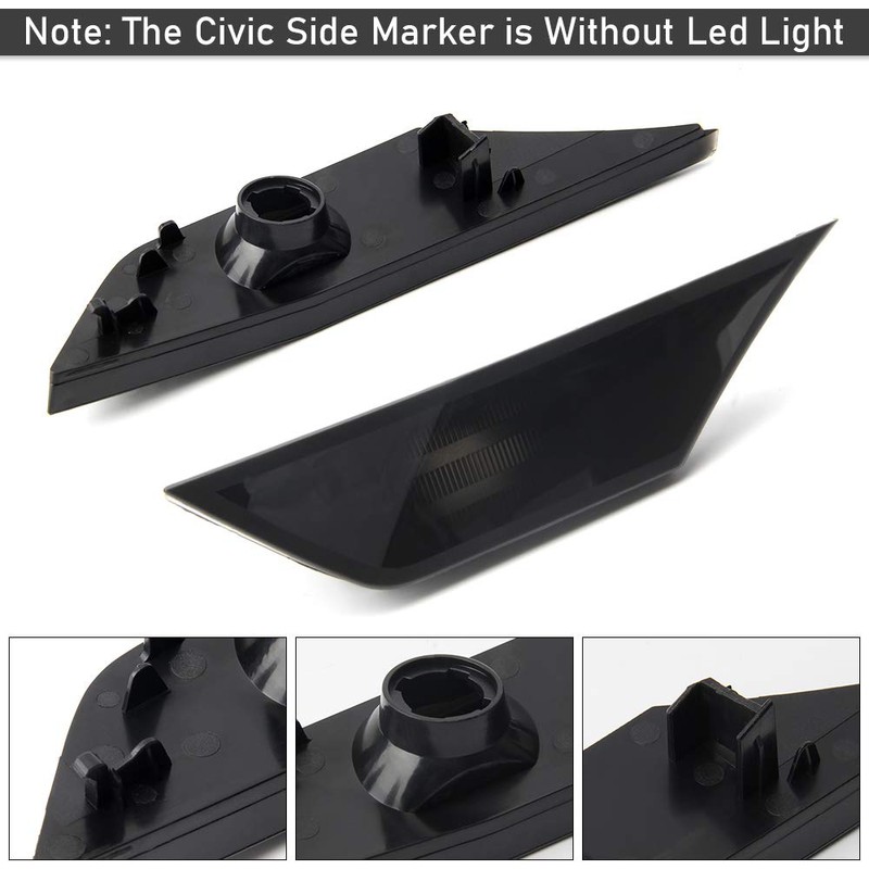 Civic Side Marker Kit Clear Lens Compatible with 2016-up Honda