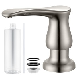 GAGALIFE Kitchen Sink Soap Dispenser - Brushed Nickel Sink Soap Dispenser Pump with 13 Ounce Bottle, Refill from The Top, Counter Soap Dispenser, Built in Soap Dispenser for Kitchen Sink