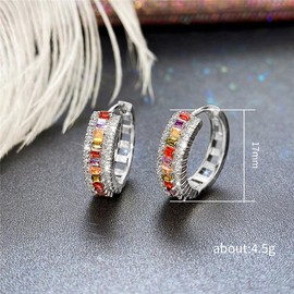 Tesuivra Lightweight Multi-Color Cubic Zirconia Hoop Earrings for Women, Copper, Cubic Zirconia