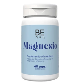 ✨ BE NAT Magnesio | Glicinato y Treonato con L-Teanina y Vitamina C | 60 Cápsulas de 900mg para 30 Días | Energía, Concentración y Relajación 🧠