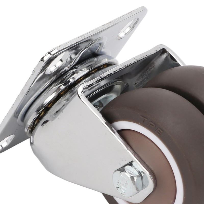 2pcs Caster Wheels Silent 360° Rotation Brake Free TPR Soft