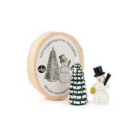 Alexander Taron 070-301 DREGENO Hand Carved Snowman and Tree in A Wooden CHIP Box, Cream