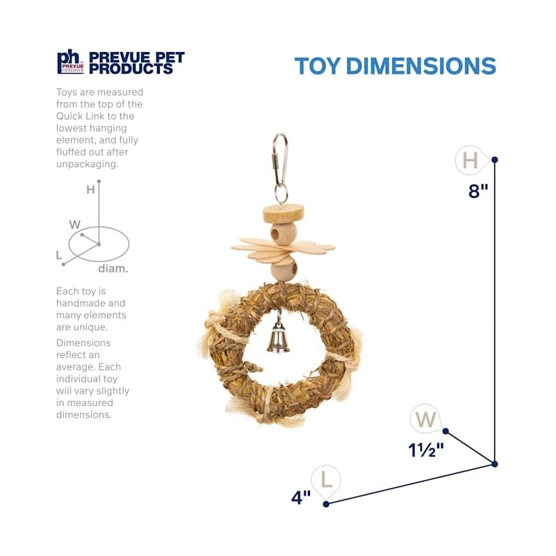 Pervue Pet Products Naturals Sound & Movement Crown Bird Toy,4"