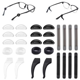 Rethan Retenedores de Gafas, Antideslizantes, 14 Pares, Negro, Blanco y Gris, Silicona, Clásico