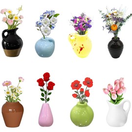 IKOPFLN 8 Stück mini magnet vasen für kühlschrank Mini Vase Magnets - Bud Vasen Magnetisch Süße Mini Harzmagnete für den Kühlschrank, Lustige Kühlschrank-Accessoires, Dekoration für Küche und Büro