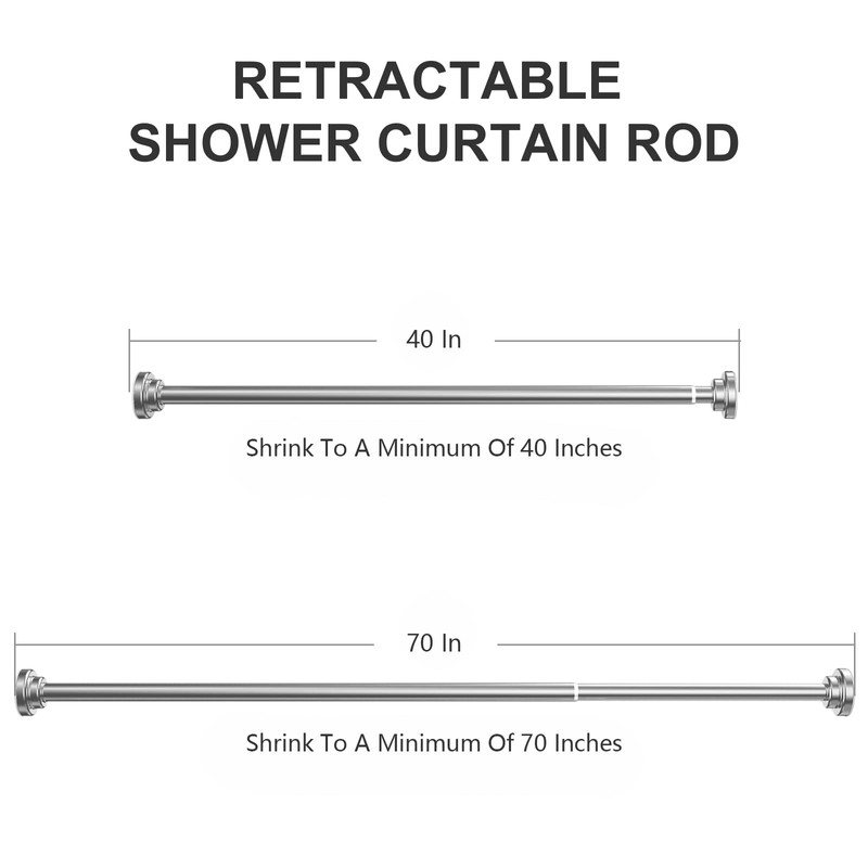 Ausemku Shower Curtain Rod Tension - 40-70 Inch Never Rust