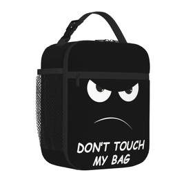 NKHFNBIO Don't Touch My Bag Funny Insulated Lunch Box with Angry Face Portable Lunch Bag for Kids Teens Adults