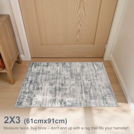 UERMEI - Alfombra de entrada de 2 x 3 pulgadas, lavable, neutral, abstracta, pequeña, antideslizante, suave, de pelo bajo, para entrada, cocina, puerta delantera, baño, habitación de niños, color gris
