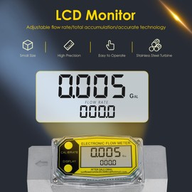 CGOLDENWALL 2-Inches Water Meter Turbine Fuel Flow Meter Digital Flowemeter for Diesel Kerosene, Flow Rate Metering Range 15-158 GPM, Al-Alloy Made