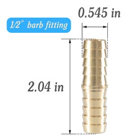 MSAEIQUN Brass Hose Barb Fitting 1/2" Barb Splicer Mender with Stainless Steel Pipe Clamps air Hose Repair kit for Pipe Line/Fuel/Air (Pack of 10) (1/2'')