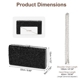 DTGN Evening Bags Clutch Purses for Women Formal, 2-Side Rhinestone Crossbody Handbags Metal Clasp Purse Sparkly for Wedding Guest Party Black