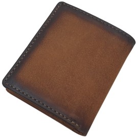 myledershop Small Genuine Buffalo Full Leather Wallet/Wallet/Wallet in Portrait Format with Husky Motif and RFID & NFC Protection, Cognac, Modern