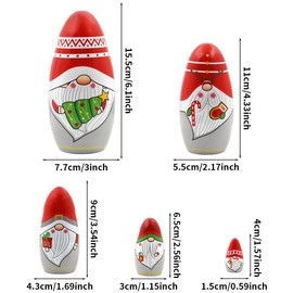 Christmas Gnome Santa Claus Nesting Dolls Gift Set of 5 Red Hat Father Christmas Dwarf Wooden Matryoshka Dolls Russian Nesting Doll Kids Stacking Toy for Christmas Party Crafts Boys Girls Gift