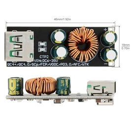 2 unidades de 60 W 6-35 V CC a USB tipo C PD 3.0 QC4.0 tipo A QC3.0 carga rpida 12 V 24 V mdulo reductor, adaptador de carga rpida para telfono...    