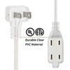Rokneis Clear Extension Cord, 12 ft, 3 Outlet, 2 Pack,