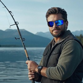 VOZAPOW Fishing Sunglasses Polarized for Men Women, UV Protection Sports Glasses Ideal for Running Driving Cycling
