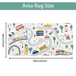ABREEZE Kids Runner Rug 5.3FT,Town Road Area Rug Play Mat for Kids Non Skid Washable Traffic Throw Rugs Cute Cartoon Floor Carpet for Living Bedroom Study Nursery Dorm 2.7'x5.3'