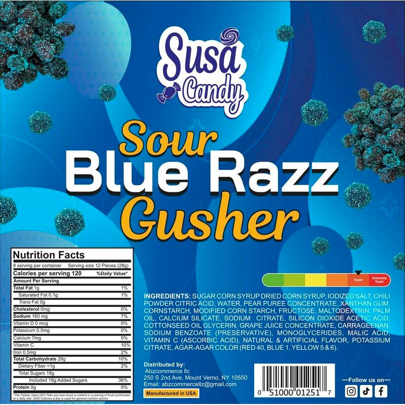 Sour Blue Razz Gusher - Specification: 1 Pound - 16