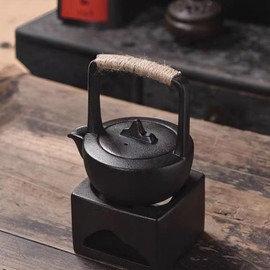 Scizorito Vintage Chinese Tea Set with Travel Bag, Kungfu Tea Set with 4 Tea Cups & Warmer, Gift for Mother'S Day, Birthday, Christmas, and Gatherings (Square Black)