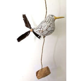 Wooden Seagull with Propeller Wind Chime for Garden and Balcony Length 60 cm