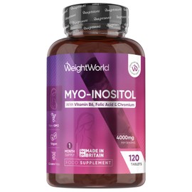 Myo-Inositol Tablets - 4000mg Myo-Inositol Supplements - 120 Vegan Tablets - with 1.5mg Vitamin B6, 200μg Vitamin B9 as Folic Acid & 100μg Chromium - Non-GMO & Gluten Free