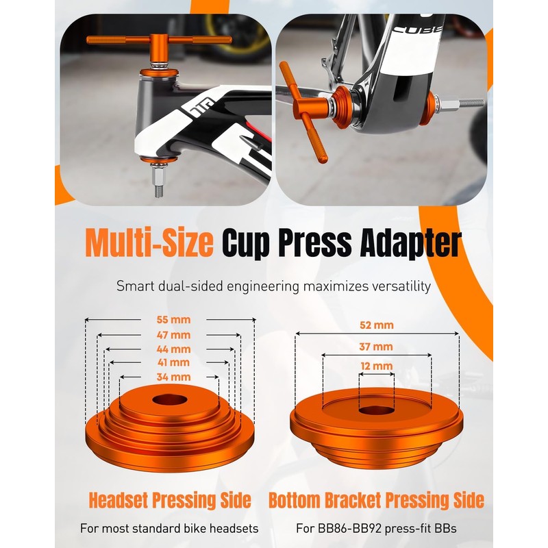 Pawfly Bicycle Headset Press Tool, Bike Headset Bearing Press-in Tool