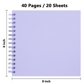 Hiwhy Photo Album Scrapbook 20.5 x 20.5 cm 20 Sheets DIY Scrapbook Hard Kraft Paper Baby Memory Book Family Birthday Wedding Anniversary Scrapbook, Purple