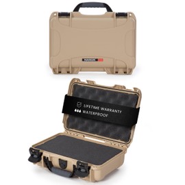 NANUK 909 Hard Case with Customizable Cubed Foam, IP67 Waterproof & Crushproof, Rugged Construction for Ultimate Protection, Made in North America – Tan (12.6” x 9” x 4.4”)