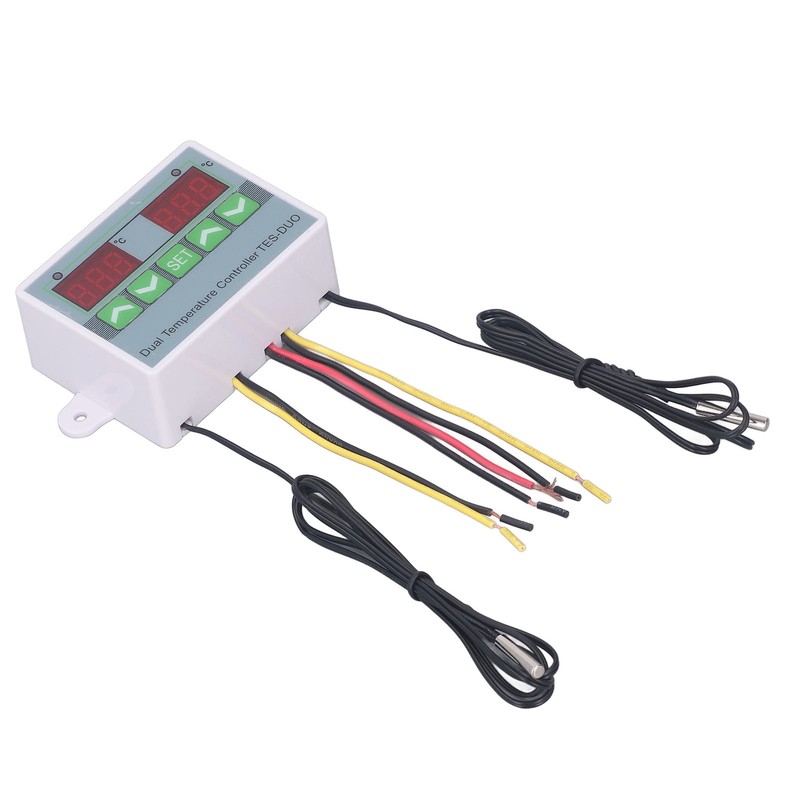 Dual Temperature Controller Waterproof Digital Thermostat with Data Storage for