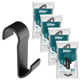 Sillar Radiator Hooks Pack of 8 Black - Towel Hooks & Towel Holder for Heating, Bathroom Radiators, Towel Radiators, Hooks No Drilling, S Hooks Plastic ABS, Heating Hooks Towels