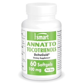 Supersmart - Annatto Tocotrienols 100mg per day (DeltaGold Vitamin E) - Tocotrienol Supplement |GMO-Free and Gluten-Free - 60 Softgels, 1 Count / Supersmart - Annatto 토코트리에놀 하루 100mg (DeltaGold 비타민 E) - 토코트리에놀 보충제 | GMO 프리 및 글루텐 프리 - 소프트젤 60정, 1개