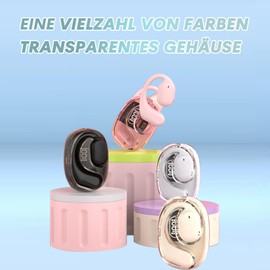 Open Ear Kopfhörer kabellos Bluetooth Wireless Ear Clip Earbuds Sport Ohrhörer mit Ohrhaken Ohrbügel Air Bone Conduction Headphones schnurlos drahtlos Kopfhoerer für Sport Joggen Laufen Radfahren