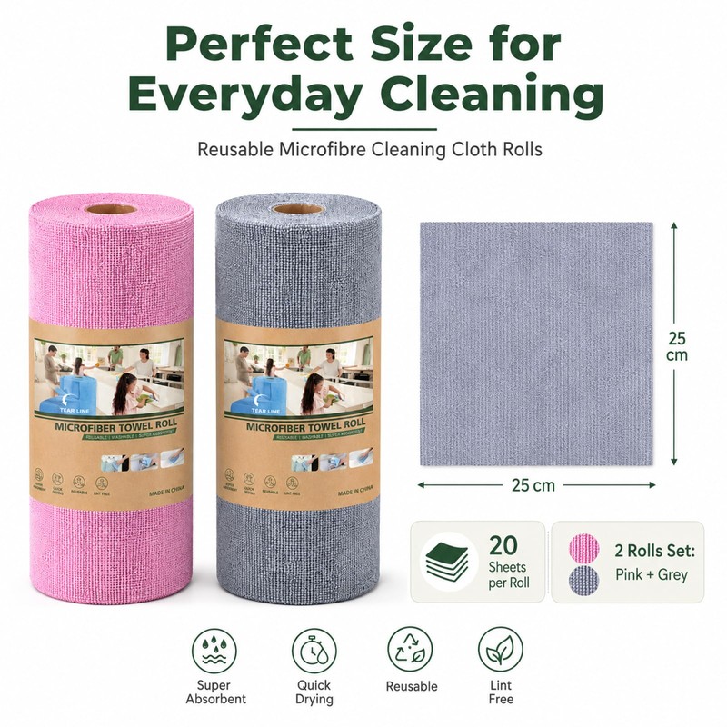 Reusable Kitchen Roll Microfibre Cleaning Cloths Microfibre Cleaning Cloth
