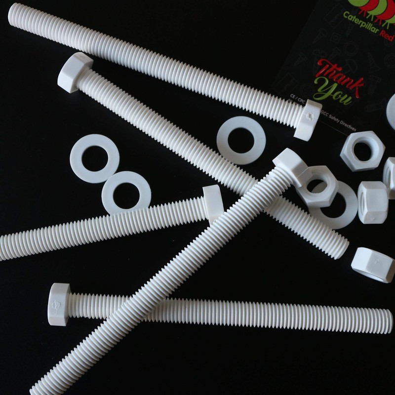 5X White Hex Head Screws Polypropylene (PP) Plastic Nuts and