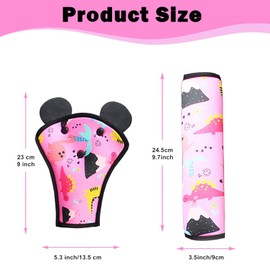 XNBTFK Seat Belt Pads for Kids, Universal Car Safety Seat Belt Pillow with Seatbelt Strap Cover, Car Seat Accessories Seat Belt Cover Shoulder Pads for Kids (Pink Dinosaur Pattern)