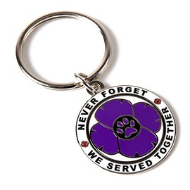 Purple Poppy Remembrance Sunday Key Ring or Dog ID Tag - Never Forget, We Served Together
