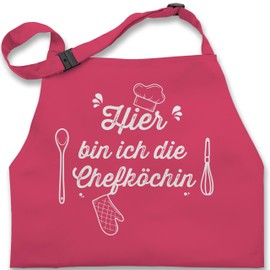 Shirtracer - Children's Apron Children Boys Girls - Cooking Apron - Children - Hier bin ich die Chefköchin, 7 Pink
