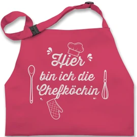 Shirtracer - Children's Apron Children Boys Girls - Cooking Apron - Children - Hier bin ich die Chefköchin, 7 Pink