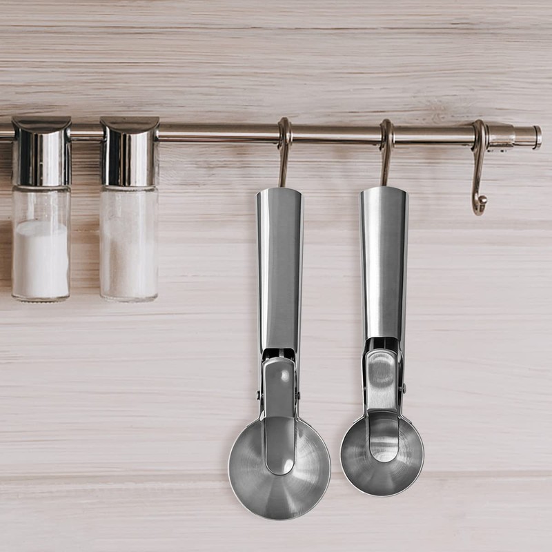 2 Pcs Stainless Steel Ice Cream Scoop, Heavy Duty Ice