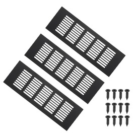 PATIKIL 9 x 3.2 Inch Door Air Vent Cover, 3pcs Aluminum Grille Ventilation Cover Louvered with Mounting Screws for Cabinet Wardrobe Door, Black