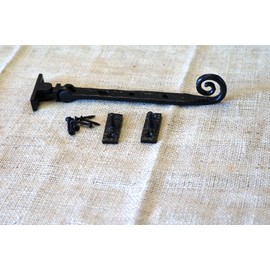 Vintage Casement Window Lid Stay 9 inch Arm Latch Catch Adjustable Forged Iron Black