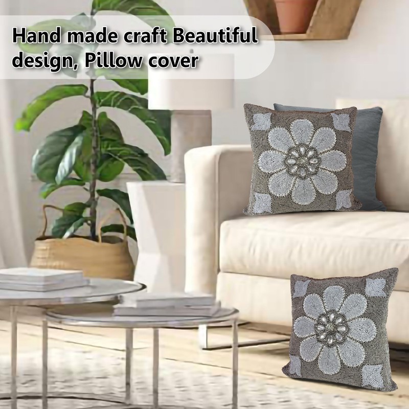 Beaded Throw Pillow Cover/Euro Sham/Cushion Sham, Super Luxury Soft Pillow
