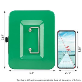 KYODOLED Cash Box with Combination Lock,Safe Metal Box for Money,Storage Lock Box with Money Tray,7.87"x 6.30"x 3.54" Green Medium