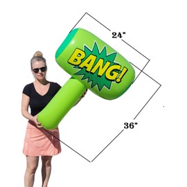 Zugar Land Colorful Jumbo Bang Mallet Inflate (36") Pink, Blue, Purple and Green Colors. Double-Sided Super Hero Inflatable Big Bopper Hammer for Play Fights for Kids and Adults. (Purple)