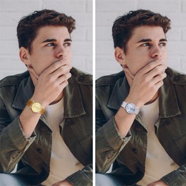 JewelryWe Christmas Watch Women's Leather Watches - Gift for Women Santa Claus Christmas Tree Sleigh Snowflake Christmas Watch Analogue Quartz Watch with Leather Strap, Set of 2 snowflakes, Strap.